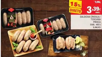 Continente Salsicha Crioula/Toscana Prisca 400g promoção