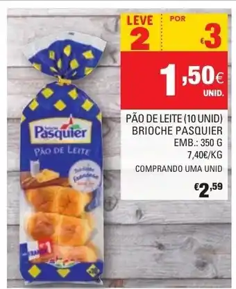 Continente Pão de Leite 10 Unid Brioche Pasquier 350g promoção