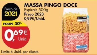Pingo Doce Massa Pingo Doce 500g promoção