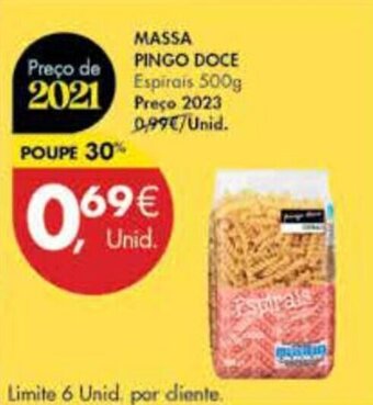Pingo Doce Massa Pingo Doce 500g promoção