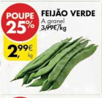 Pingo Doce Feijão Verde a granel 1kg promoção