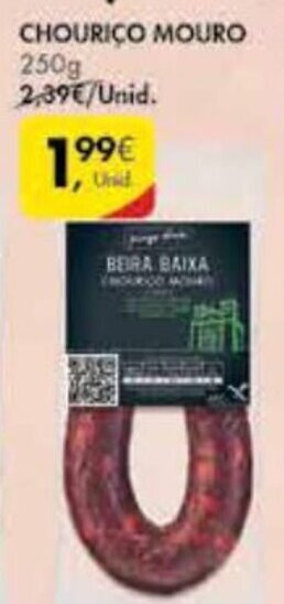 Pingo Doce Chourico Mouro 250g promoção