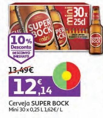 Auchan Cerveja super bock mini 30x0.25l promoção