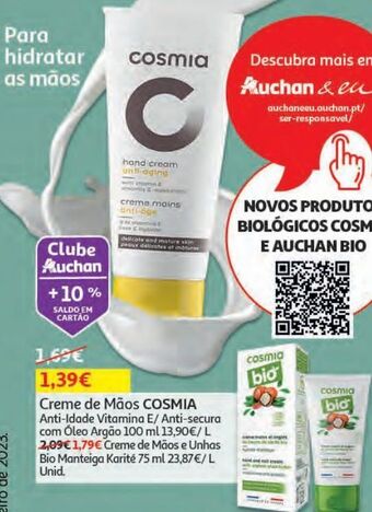 Auchan Creme de mãos cosmia promoção