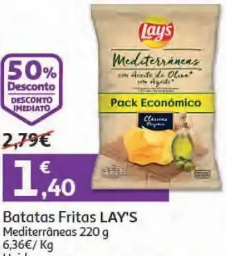 Auchan Batatas fritas lay's mediterraneas 220g promoção