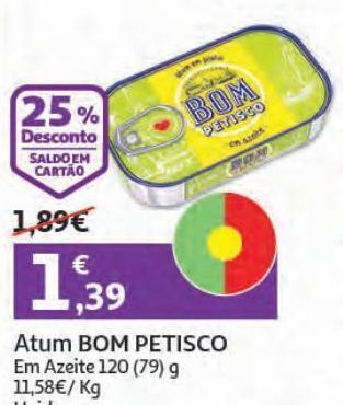 Auchan Atum em azeite bom petisco 120(78)g promoção
