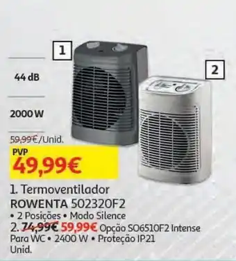 Auchan Termoventilador rowenta promoção