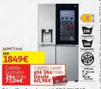 Auchan Frigorifico americano lg gsxv91mbae promoção