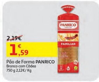 Pão forma panrico branco com côdea 750 g