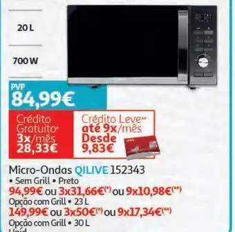 Auchan Micro ondas s/ grill qilive promoção