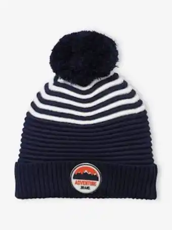 Vertbaudet Gorro às riscas, em malha, para menino - azul escuro... promoção