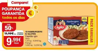18 Hamburgers S/ Glúten Capitão Iglo 1,44kg