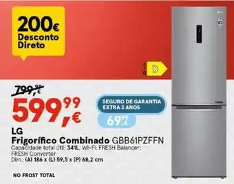 Worten LG Frigorífico Combinado GBB61PZFFN promoção
