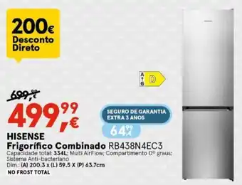 Worten Hisense Frigorífico Combinado RB438N4EC3 promoção
