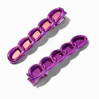 Claire's Claire's club purple chainlink hair clips - 2 pack promoção