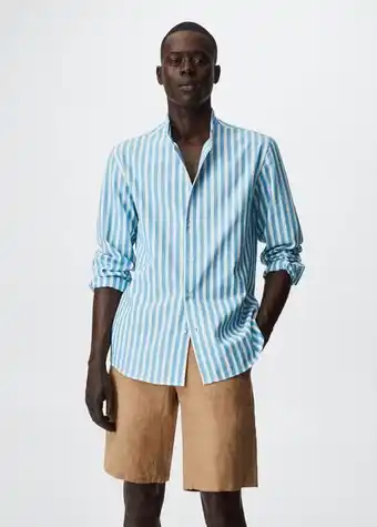 Mango Camisa gola mao riscas promoção