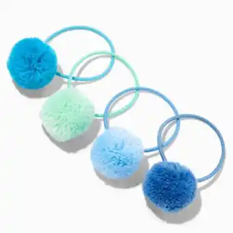 Claire's Blue & green pom pom hair ties - 4 pack promoção
