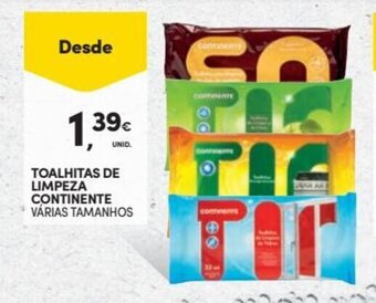 Continente Toalhitas de Limpeza Continente promoção