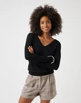 Naf Naf Jersey mangas volantes color negro promoção