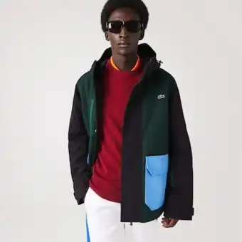 Lacoste Blusão de sarja color block impermeável lacoste para homem promoção