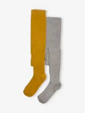 Vertbaudet Lote de 2 pares de collants, em malha canelada e... promoção