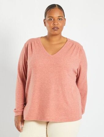 Kiabi Camisola decote em bico, malha suave promoção