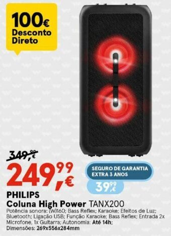 Worten Philips Coluna High Power TANX200 promoção