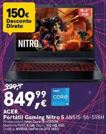 Worten Acer Portátil Gaming Nitro 5 AN515-56-598H promoção