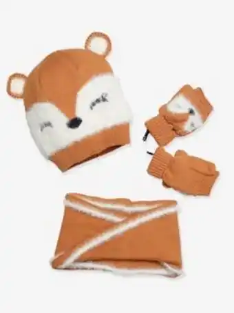 Vertbaudet Conjunto gorro + gola snood + mitenes urso, para menina,... promoção