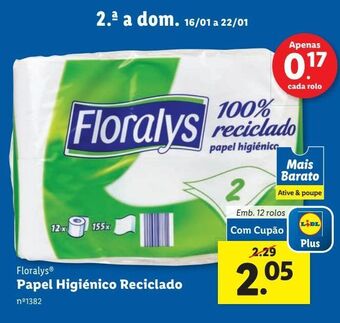 Lidl Papel higiênico floralys promoção