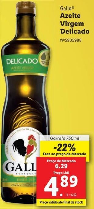 Lidl Azeite virgem gallo promoção