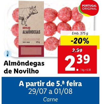 Lidl Almôndegas de Novilho 375g promoção