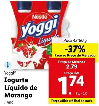 Lidl Iogurte Líquido de Morango 4x160g promoção