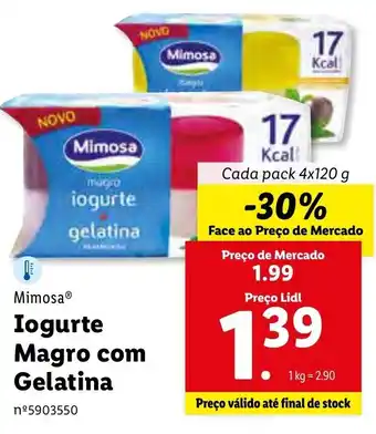 Lidl Iogurte Magro com Gelatina 4x120g promoção