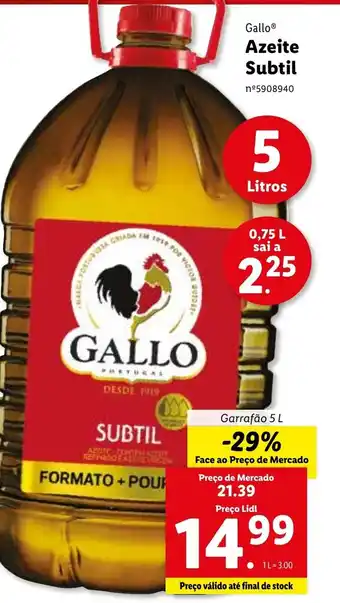 Lidl Azeite Subtil Gallo 5L promoção