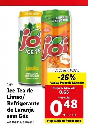 Lidl Ice Tea de Limão/ Refrigerante de Laranja sem Gás 0,33L promoção