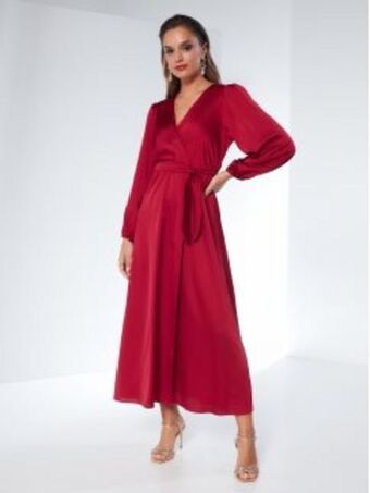 Venca Vestido comprido festa tecido acetinado promoção