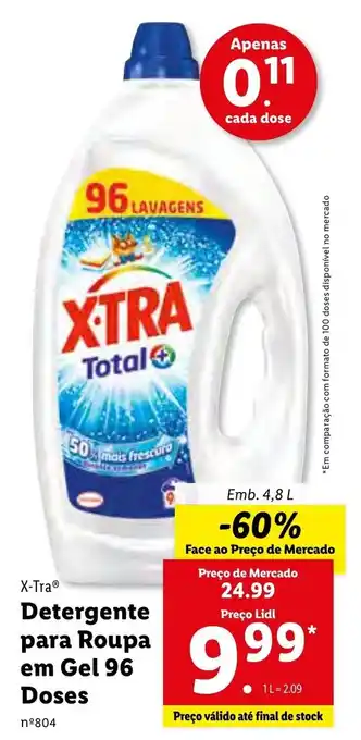 Lidl X-Tra Detergente para Roupa em Gel 96 Doses 4,8L promoção