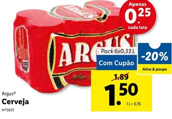Lidl Argus Cerveja 6x0,33L promoção