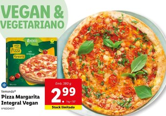 Lidl Vemondo Pizza Margarita Integral Vegan 380g promoção
