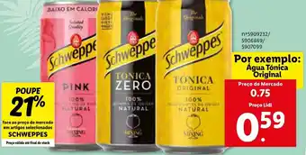 Lidl Schweppes Água  Tónica Original promoção