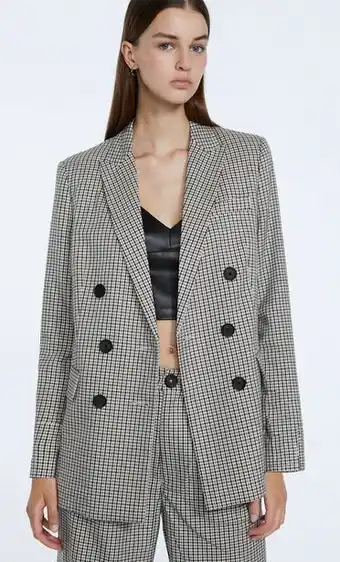 Stradivarius Blazer comprido com 6 botões e pata de galo promoção