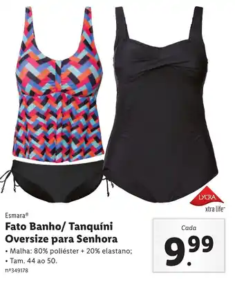 Esmara Fato Banho/ Tanquíni Oversize para Senhora