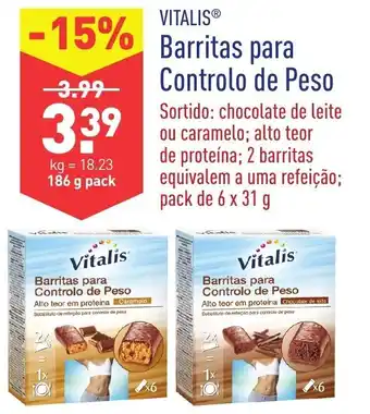ALDI Vitalis Barritas para Controlo de Peso 6x31g promoção