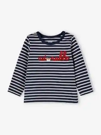 Vertbaudet Camisola às riscas bordada, para bebé - azul escuro as... promoção