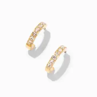 Claire's Gold titanium crystal huggie hoop earrings promoção