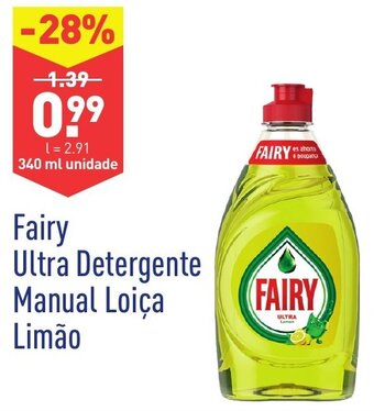 ALDI Fairy Ultra Detergente Manual Loiça Limão 340ml promoção