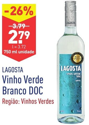 ALDI Lagosta Vinho Verde Branco DOC 750ml promoção