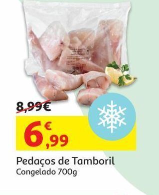 Auchan Pedaços de tamboril congelado 700 gr promoção