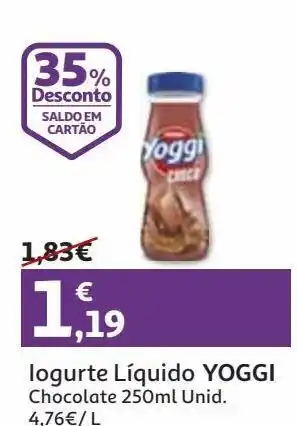 Auchan Iogurte liquido yoggi chocolate 250ml promoção